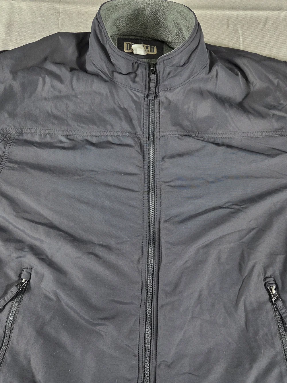 Duluth Trading Co Fleece Lined Bomber Jacket Mens Large Gray Full Zip